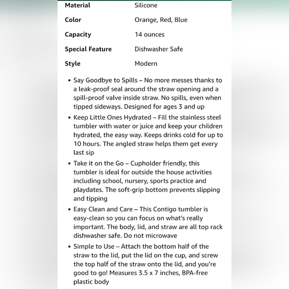 **SOLD**Contigo Kids Tumbler with Straws 3 Pack - Picture 3 of 3